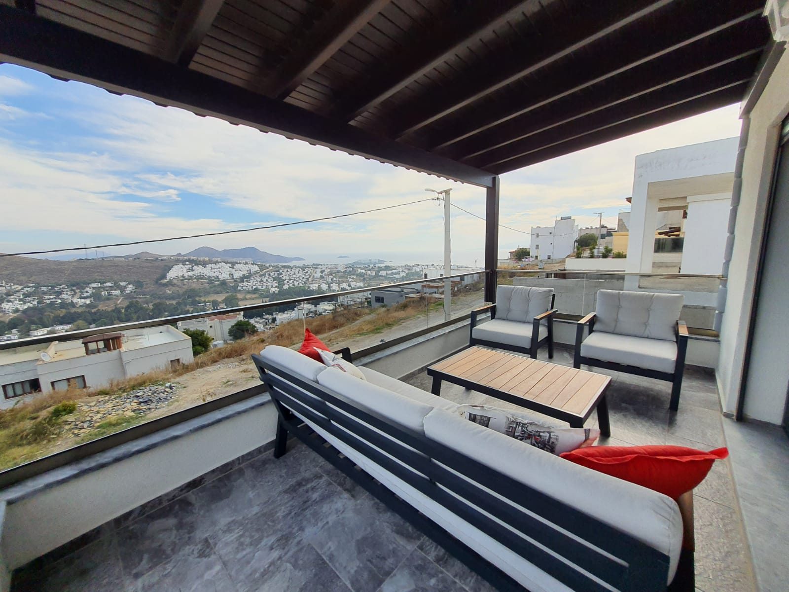 Panoramic balcony view from Villa Huzur