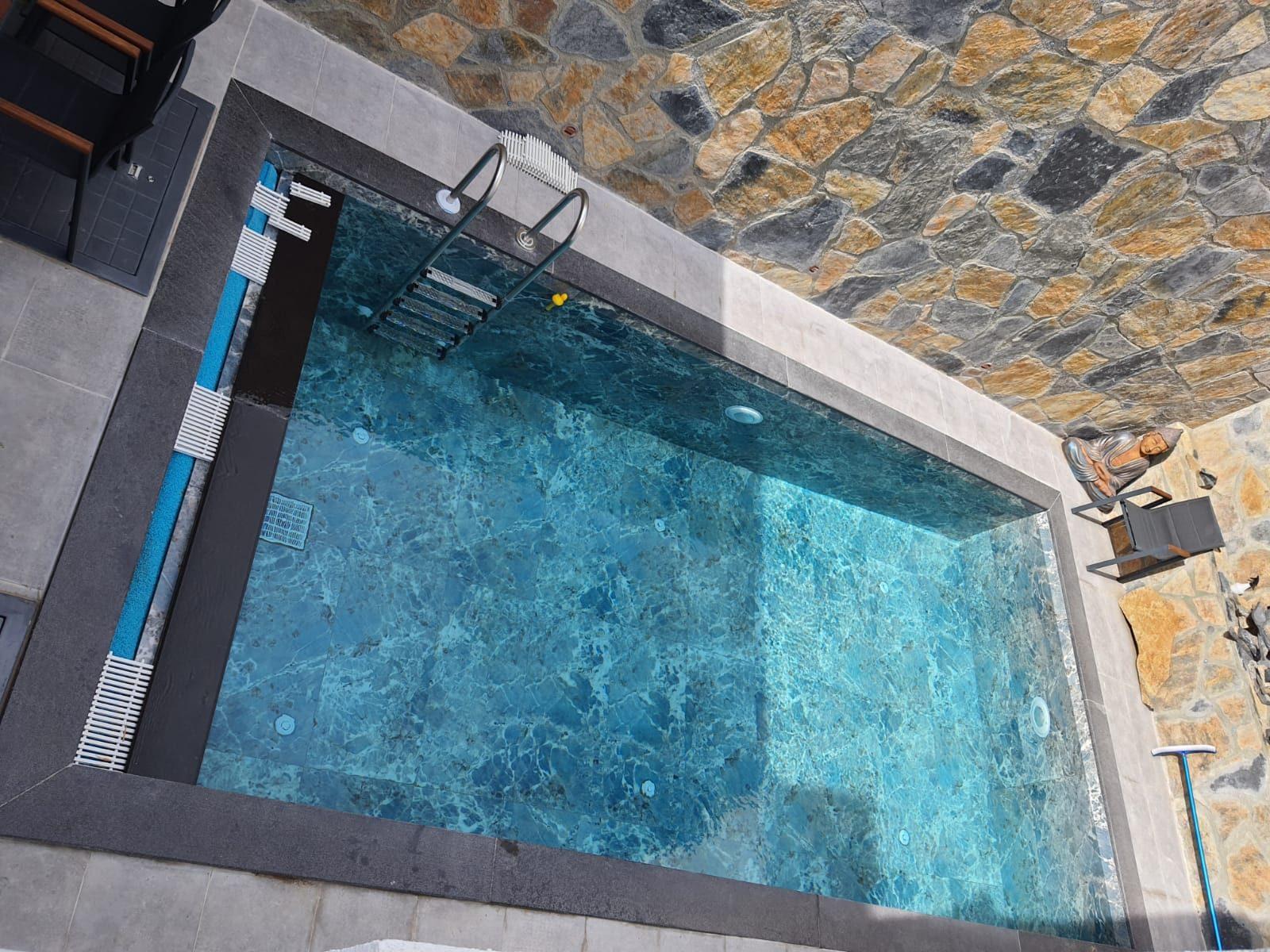 Wide view of Villa Huzur pool and terrace
